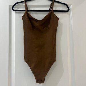 Brown OQQ Ribbed Body Suit - Size Small